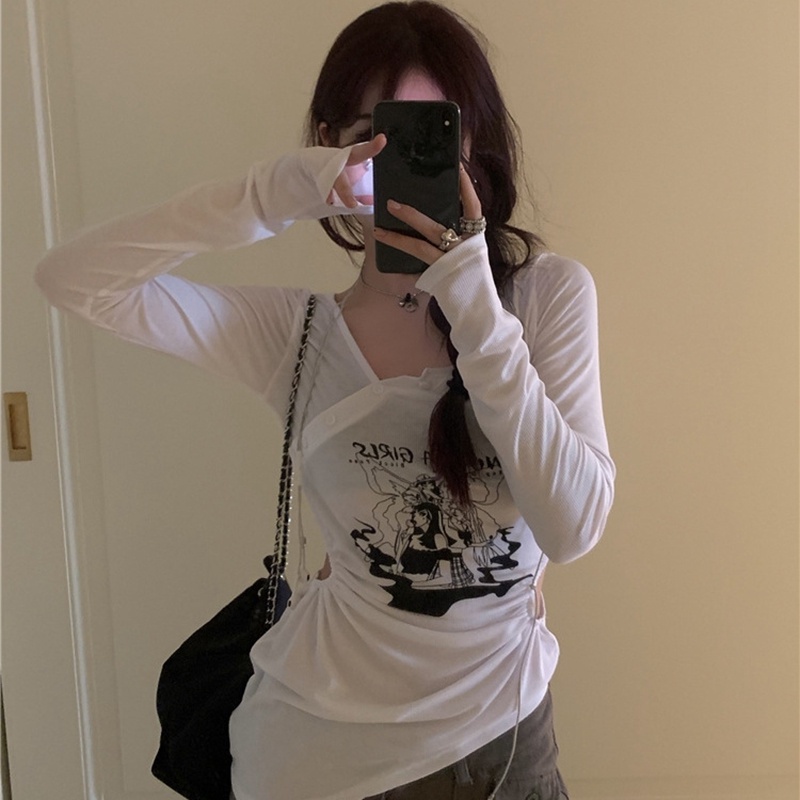 IELGY  IELGY Áo Thun Dài Tay Ôm Dáng Thời Trang Dành Cho Nữ