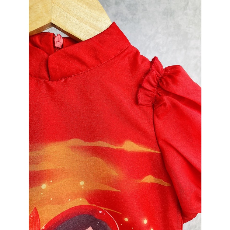 Áo dài cách tân bé gái họa tiết cô tấm cao cấp chính hãng CT29