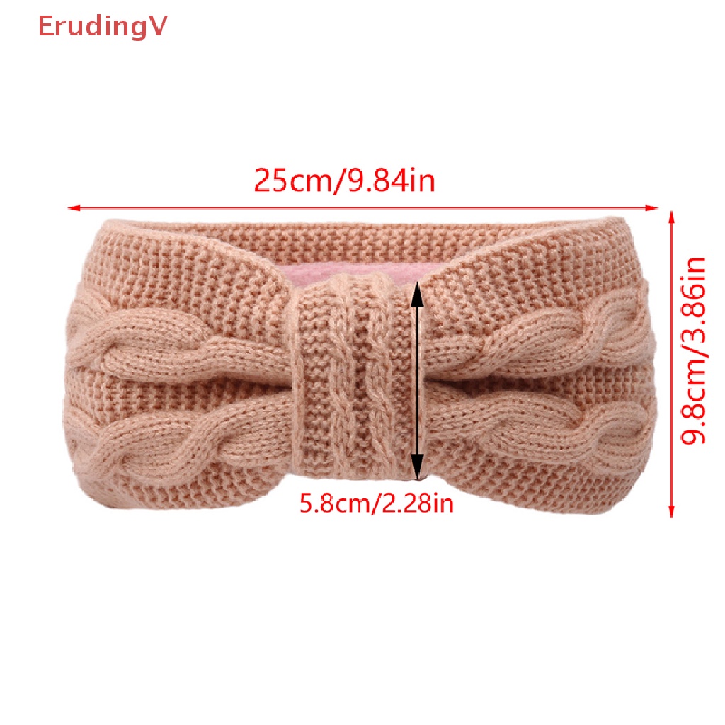 1 Băng Đô Dệt Kim Co Giãn Màu Trơn Đính Nơ Giữ Ấm Mùa Đông