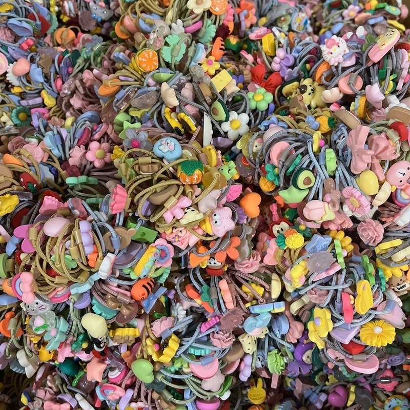 Bó 100 chun tóc dính icon hoạt hình hoa quả trẻ em