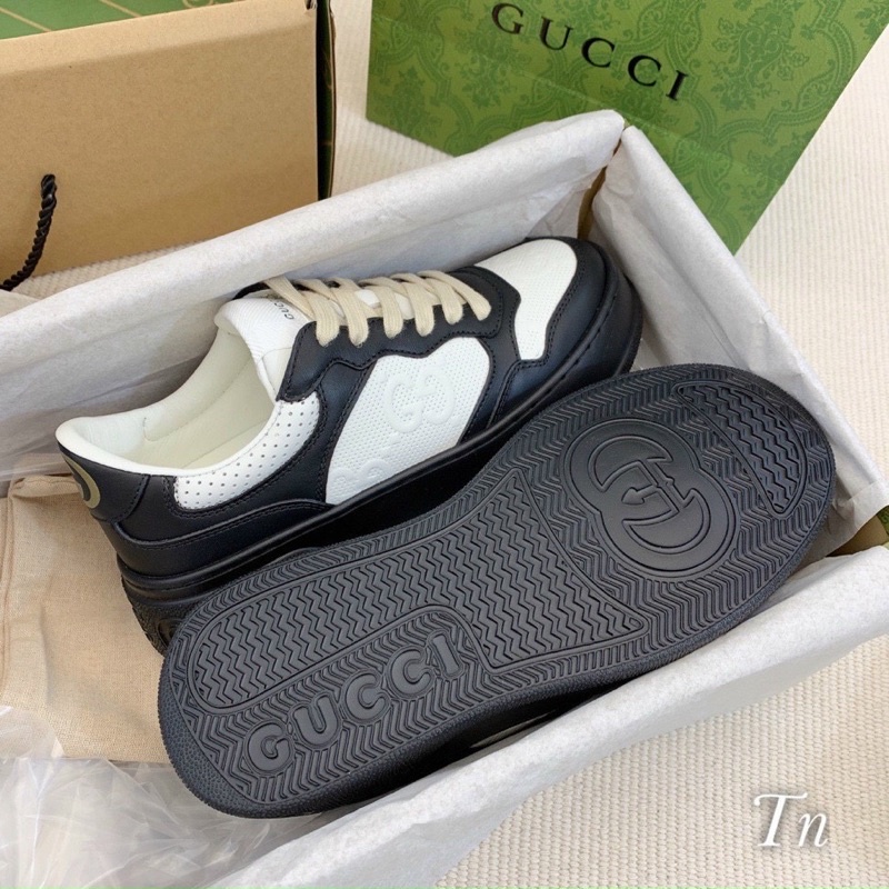 GIÀY GUC.CI SNEAKER WHITE BLACK ĐẾ CAO DA THẬT LAI AU [ FULL BOX + FREE SHIP ]