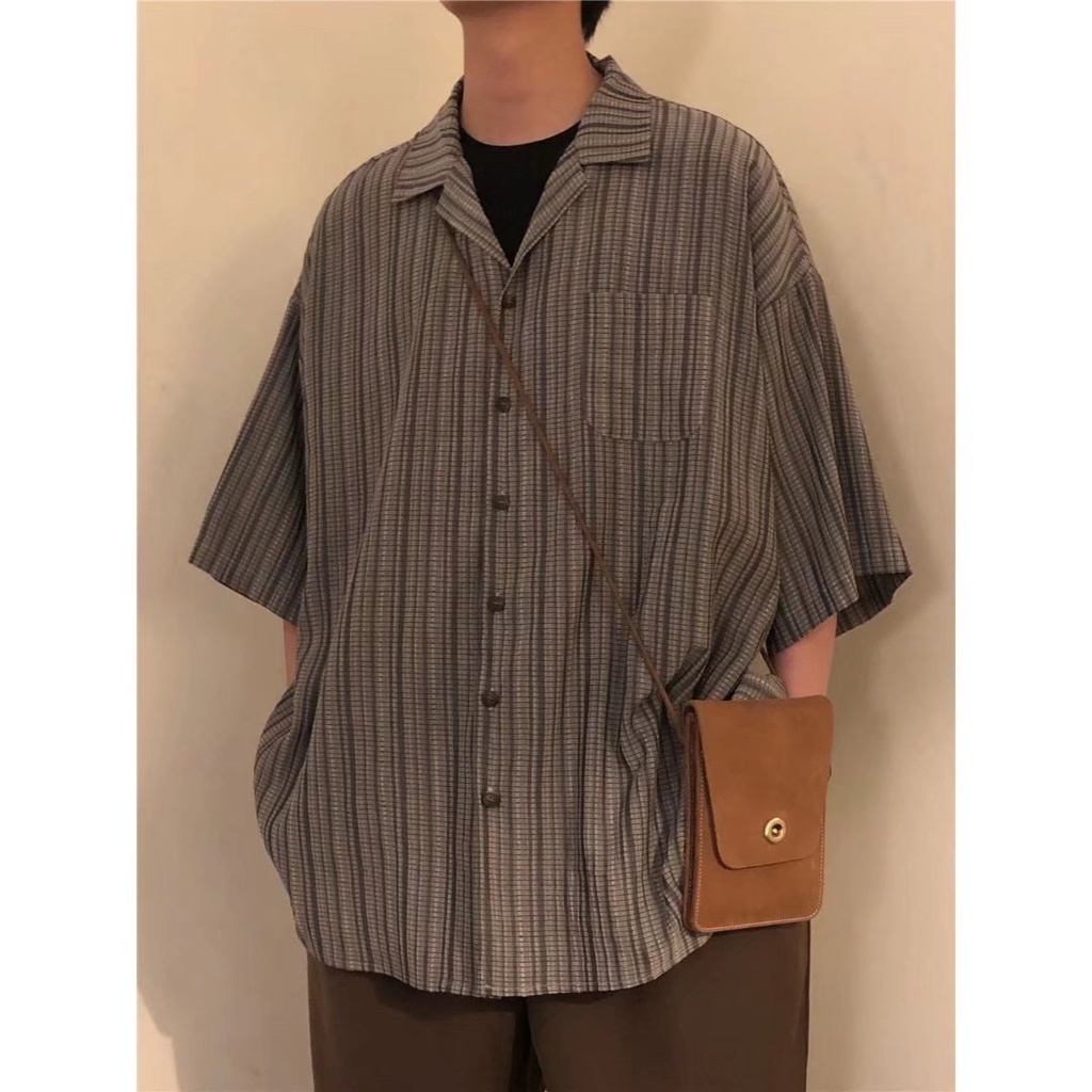 Áo Sơ Mi Nam Tay Ngắn Kẻ Sọc Kiểu Vintage Hàn Quốc Cá Tính Cho áo sơ mi tay dài áo sơ mi nữ form rộng áo sơ mi đẹp áo sơ mi họa tiết