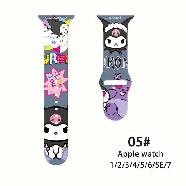 Dây Đeo silicone Họa Tiết Sanrio Kuromi 2022 Cho Đồng Hồ Apple Watch 41mm 45mm 44mm 42mm 40mm 38mm iWatch SE 7 6 5 4 3 2 1