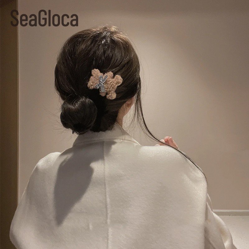 Kẹp Tóc Hình Gấu Nhồi Bông Dễ Thương Phong Cách Hàn Quốc