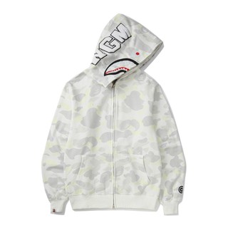 Áo khoác bape cá mập trắng 1 mũ áo khoác bapee shark cá mập nam nữ