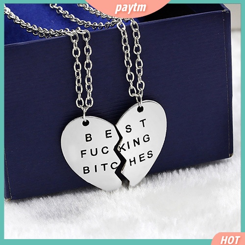 (PTM) Set 2 Vòng cổ mặt hình trái tim khắc chữ BFF cho cặp đôi