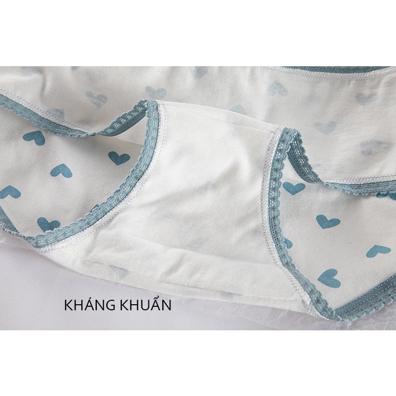 Quần lót nữ chất liệu cotton cao cấp họa tiết trái tim thấm mồ hôi 347