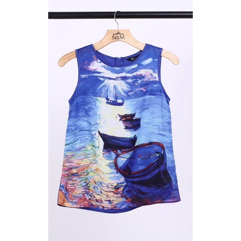 (A954) Áo kiểu vải voan phối phi lụa Nino.maxx (Size S) - Thanh lý vnxk