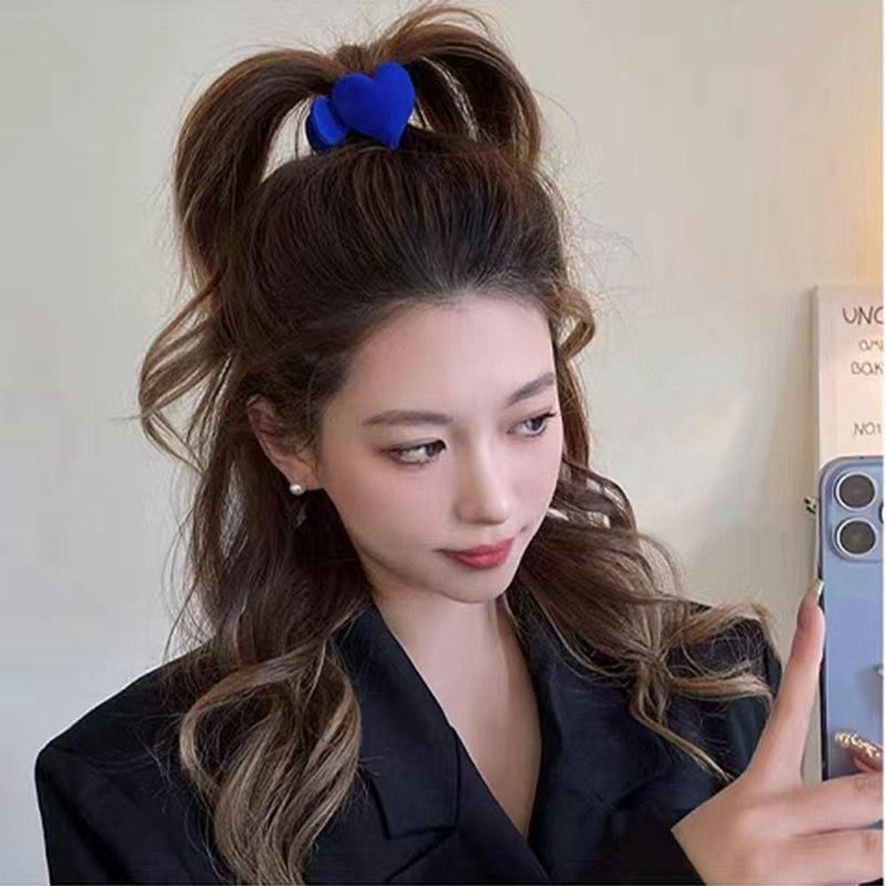 TWINKLE Kẹp Tóc Càng Cua Vải Nhung Họa Tiết Trái Tim Lấp Lánh Ngọt Ngào Tinh Tế Cho Nữ