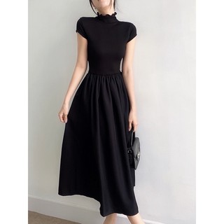 Katerin Dress - Đầm maxi tay dài thun gân phối tùng váy cotton xoè trendy
