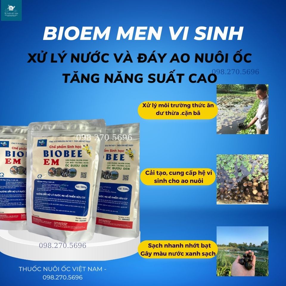 MEN VI SINH BIOEM - XỬ LÝ NƯỚC VÀ ĐÁY AO NUÔI ỐC