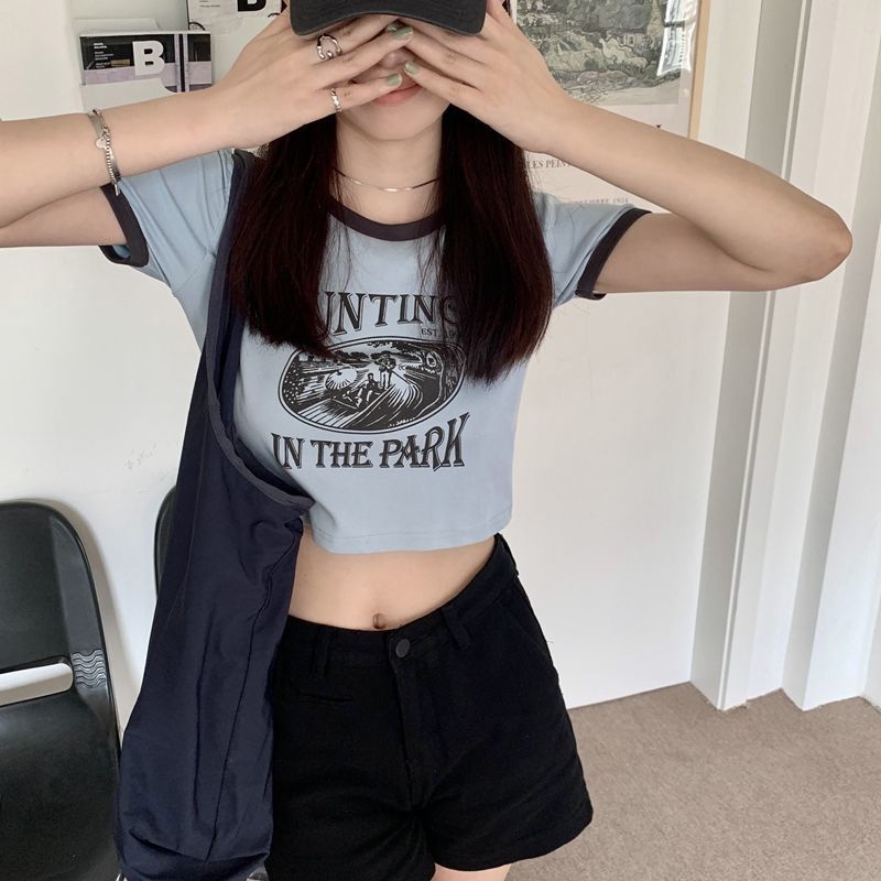 🌷🌷Áo Thun Croptop Tay Ngắn Ôm Body Nữ Áo Croptop Kiểu Sexy In Họa Tiết Thời Trang 2023