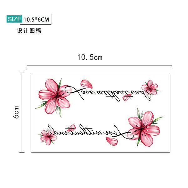 Hình Xăm Dán Tạm Thời Chống Nước Lâu Trôi Hình Hoa Anh Đào Và Chữ Tiếng Anh Độc Đáo 6 * 10.5cm