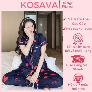 Đồ bộ nữ pijama lụa ngủ mặc nhà Kate Thái tay ngắn quần dài bigsize dễ thương KOSAVA