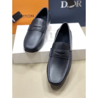 Giày lười moca da trơn đen siêu mềm toroshoes da bò mã m666