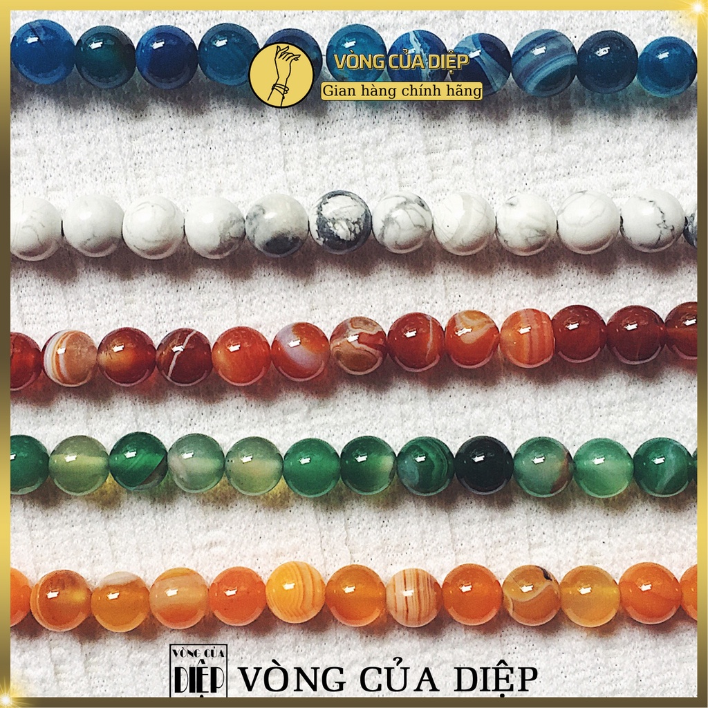 Vòng tay chuỗi hạt đá Agate (mã não) vân mây, kích cỡ hạt 8li, năng lượng đá giúp cân bằng và hài hòa cuộc sống