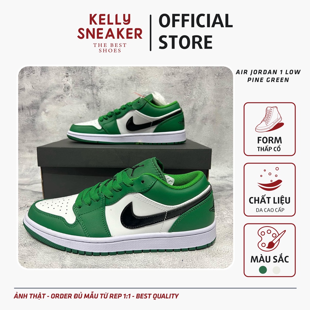 Giày Thể Thao Sneaker Jordan 1 Low “Pine Green” - Bản Cao Cấp (Ảnh Thật + Hàng Sẵn)
