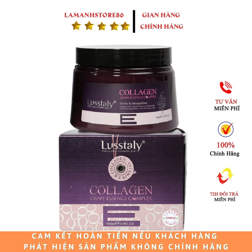 Ủ TÓC HẤP PHỤC HỒI TÓC KEM HẤP Ủ TÓC LUSSTALY COLLAGEN VITAMIN E HƯƠNG THƠM NƯỚC HOA HŨ 500ML HÀNG CHÍNH HÃNG