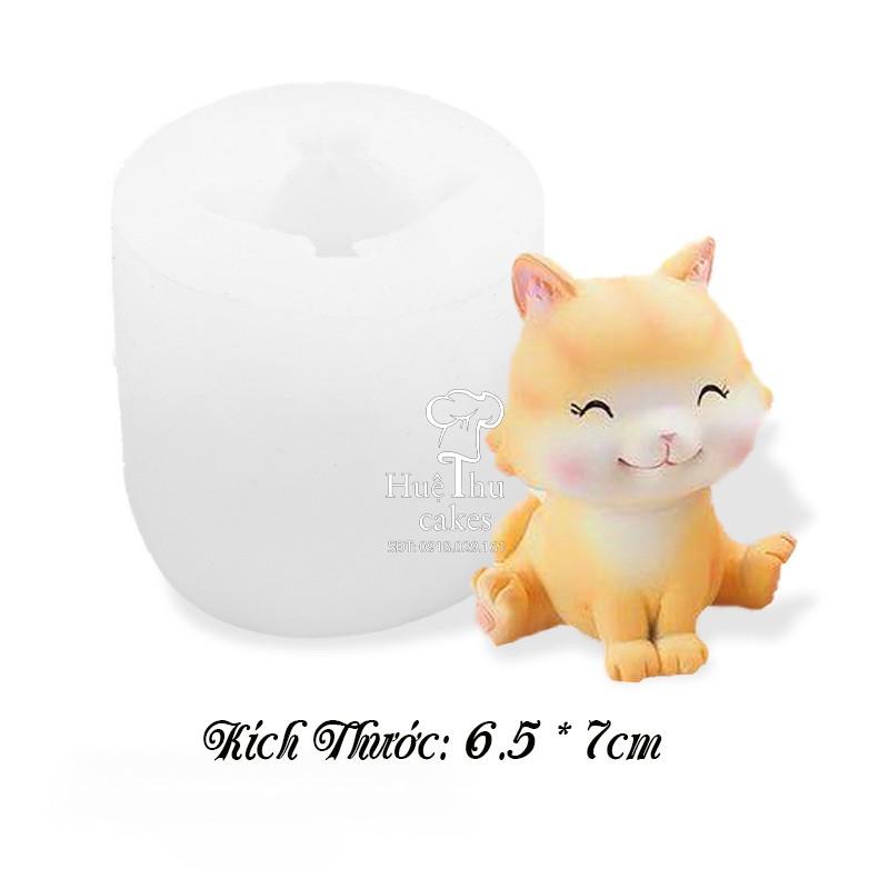 Khuôn silicon Con Mèo Dễ Thương nhấn xôi hoa đậu, làm bánh rau câu