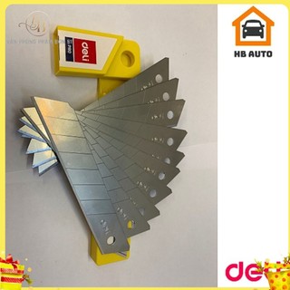 Hộp 10 chiếc Lưỡi dao dọc giấy to, thép ko han gỉ - Deli 2011, lưỡi dao thay thế