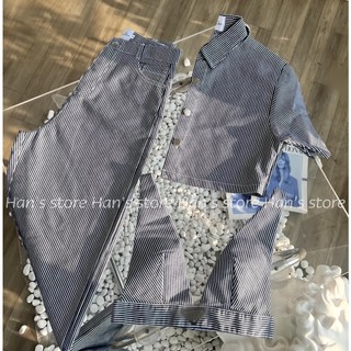 BỘ JEANS KẺ PRADA ( ẢNH THẬT )