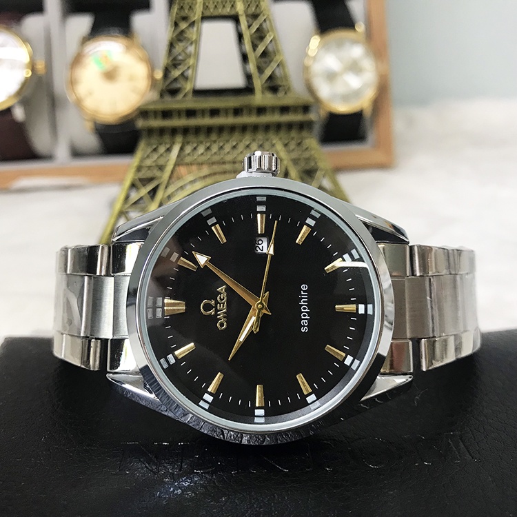 Đồng hồ Nam Omega, Đồng hồ Nam OMG05 Dây da cao cấp, Mặt tráng Sapphire chống xước, chống nước bảo hành 12 tháng