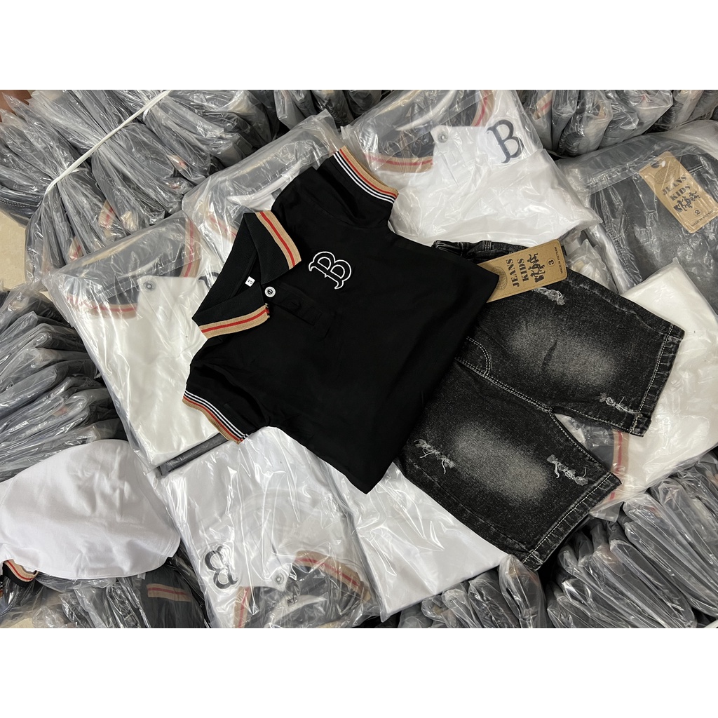 Quần áo bé trai, 9-22 kg, Set Polo basic quần Jean cho bé trai sành điệu hàng chuẩn size  hongvybaby NW
