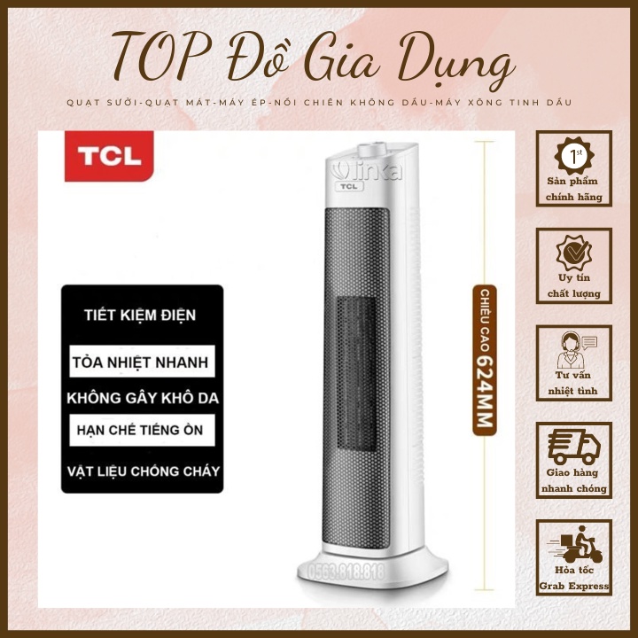 Quạt Sưởi Gốm-Máy Sưởi Đứng TCL Công Suất 2200W-Làm Ấm Nhanh,Tỏa Nhiệt Đều,Xoay 120 Độ-Bảo Hành 12 Tháng-Top Đồ Gia Dụng