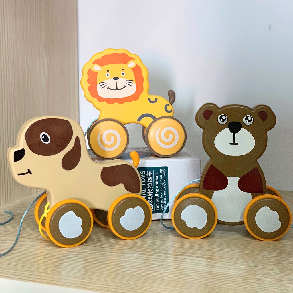Đồ chơi xe kéo hình thú nhiều màu sắc kích thích tập đi, tăng vận động cho bé_SP15