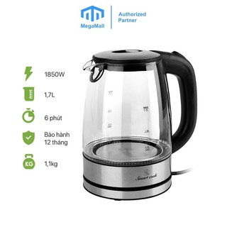 Bình đun nước siêu tốc bằng thủy tinh smartcook isc-3859 - dung tích 1.7 lít - công suất 1850w