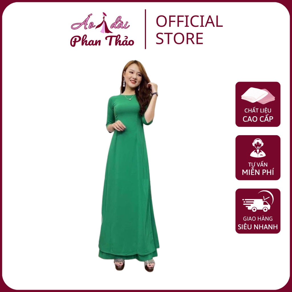 Áo Dài Trơn Màu Xanh Lá - Áo Dài Truyền Thống Đẹp Cho Các Chị Em  - Shop PT