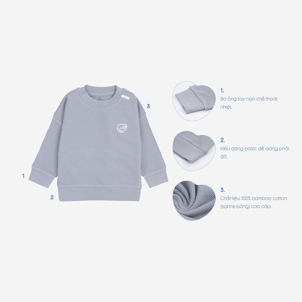 Bubaby Áo dài tay cổ tròn vải Sợi Tre Bông từ 6m-4y BBC310400