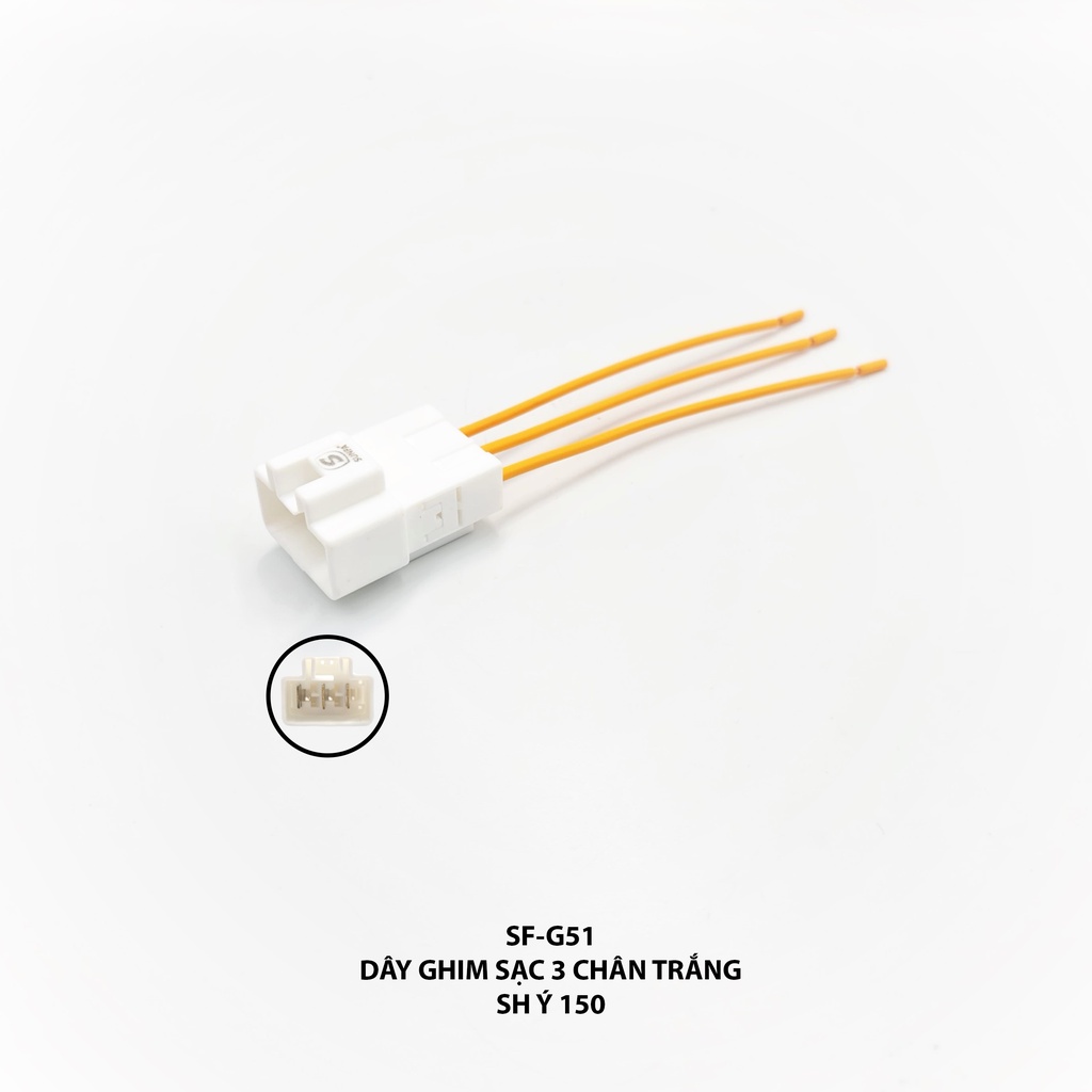 Dây ghim sạc 3 chân trắng - SH Ý 150