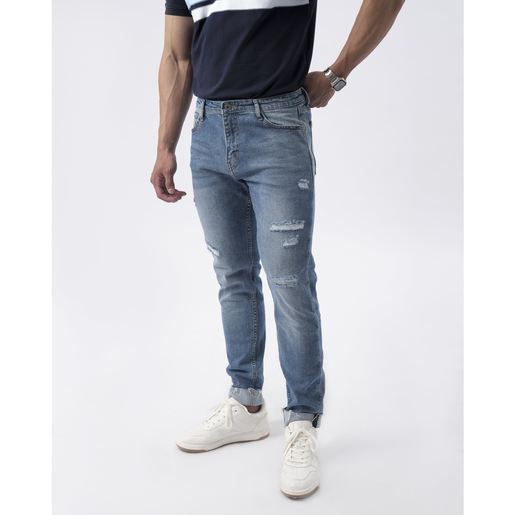 Quần jean nam xanh cao cấp MENFIT 0401 chất denim co giãn nhẹ 2 chiều, chuẩn form, thời trang