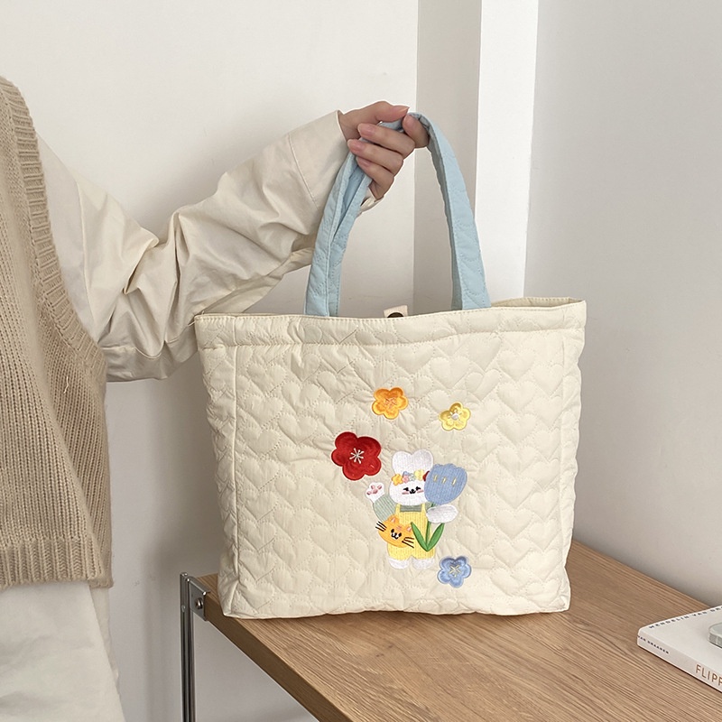 Túi Xách Cotton Thêu Họa Tiết Phong Cách Hàn Quốc