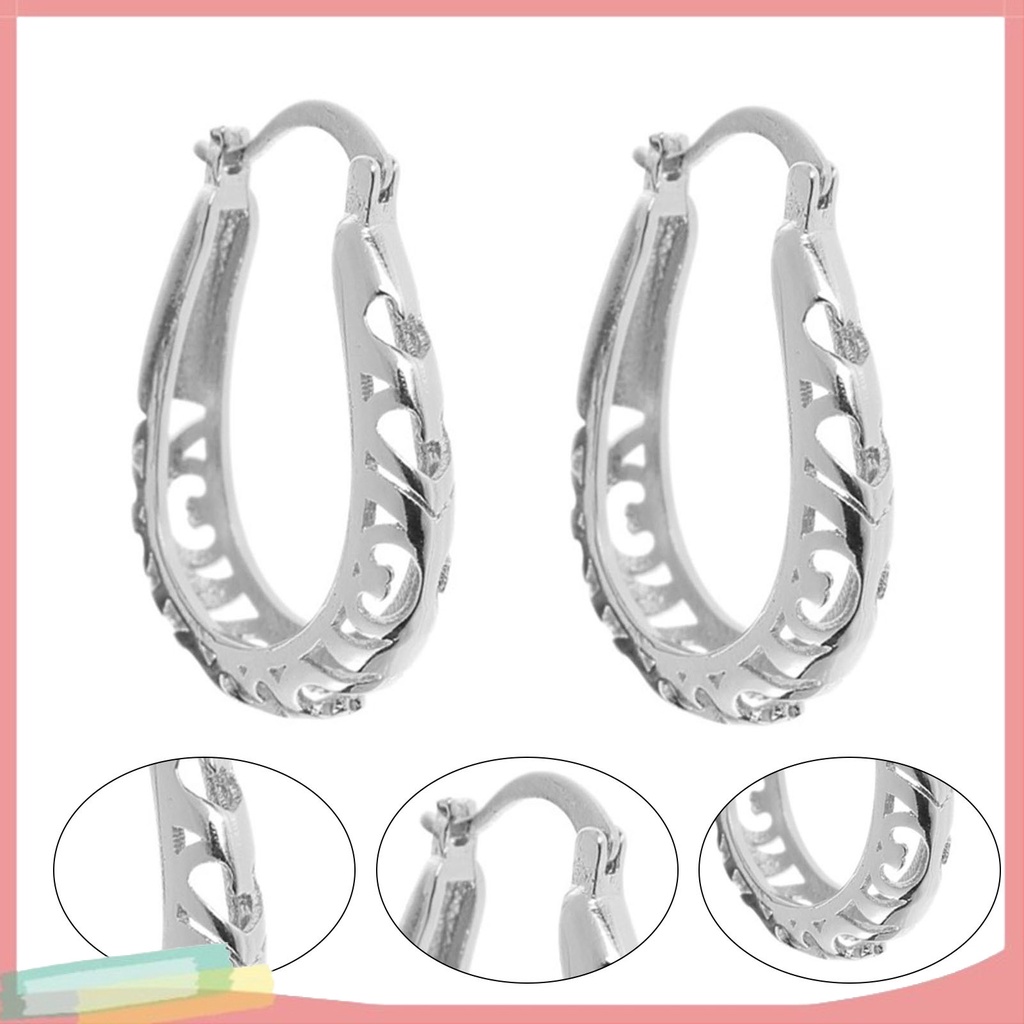 1 đôi khuyên tai hình tròn phối hoa rỗng thời trang cho nữ