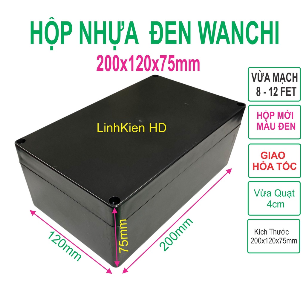 Hộp Nhựa ABS màu đen 200x120x75mm hộp điện WANCHI - LinhKien HD