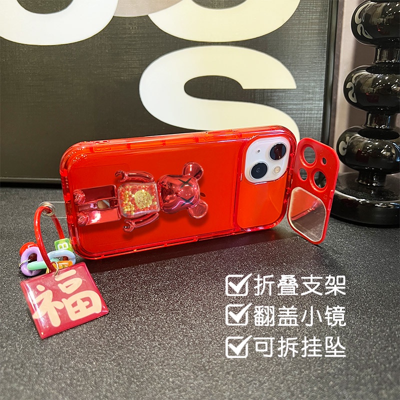 Ốp Điện Thoại Silicone Có Gương Hình Gấu Cho IPhone 14 13 Pro Max 12 11 Pro Max XS Max XR X XS 8 7 6 6SPlus