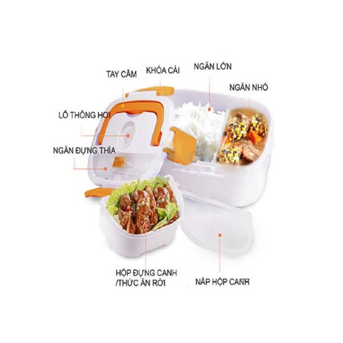 Hộp Đựng Cơm Văn Phòng Cắm Điện Ủ Cơm Hâm Nóng Thức Ăn Ruột Inox Cao Cấp An Toàn Cho Sức Khỏe