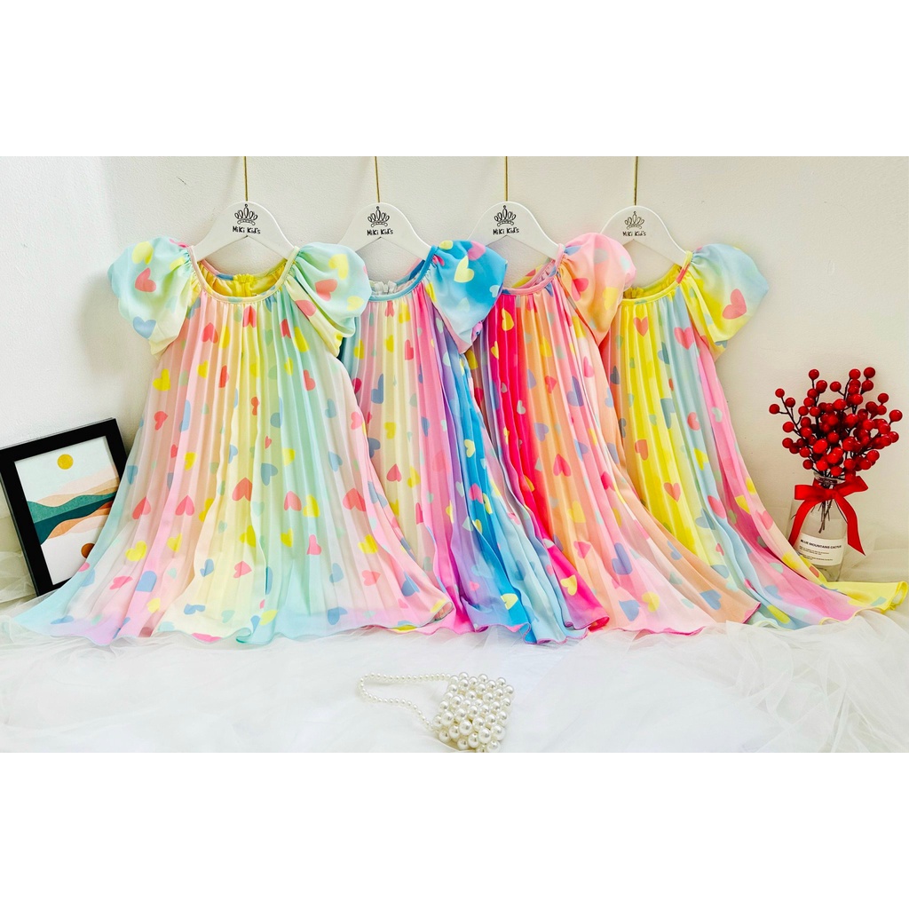 ĐẦM DẬP LY TAY PHỒNG BÍ CẦU VỒNG HÌNH TRÁI TIM NGỌT NGÀO