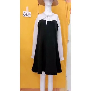 đầm thun đen phối tay voan size L. S603
