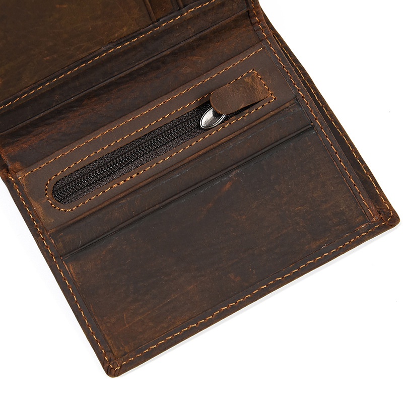 Ví nam da bò sáp ngựa điên, ví nam nhỏ gọn Louie Store size 11*9 - V6096