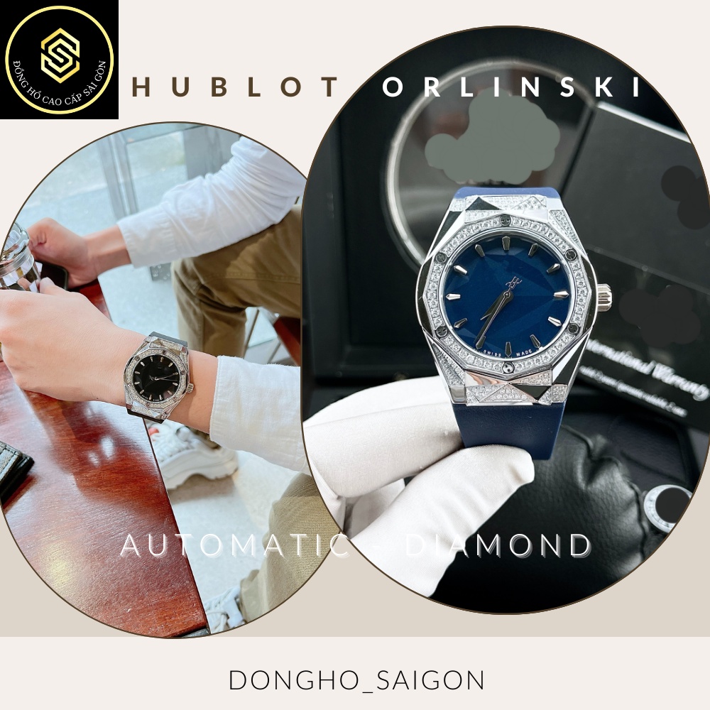 Đồng Hồ Nam Orlinski Diamond Máy Cơ Tự Động , Mặt Cắt Vát Cực Đẹp , Dây Cao Su