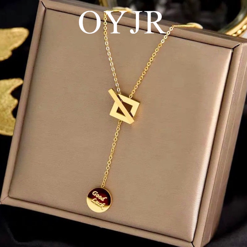 OYJR Vòng cổ titan nữ chống rỉ mặt dây chuyền hình vuông