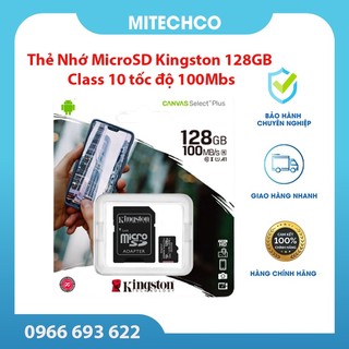 Thẻ nhớ microsd kingston 128gb class 10 tốc độ 100mbs chuyên dụng cho camera, điện thoại - bảo hành 10 năm