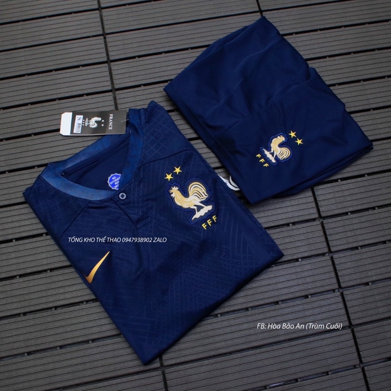 Áo tuyển pháp wc 2023 - set bộ quần áo đá banh đội tuyển Pháp  màu xanh than mẫu chính thức WC 2022 phom 45-90kg