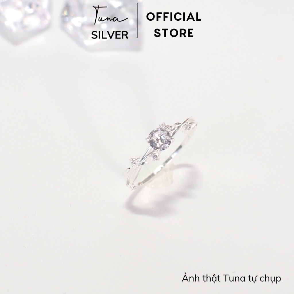 Nhẫn bạc nữ, nhẫn gắn đá hoa hồng cao cấp - Cam kết chuẩn bạc - 𝐓𝐔𝐍𝐀 𝐒𝐈𝐋𝐕𝐄𝐑