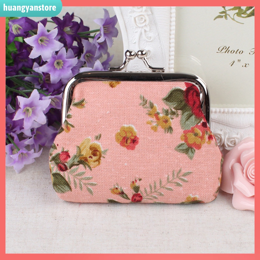 HY/ Ví Cầm Tay Khóa Cài Họa Tiết Hoa Vintage Cho Nữ