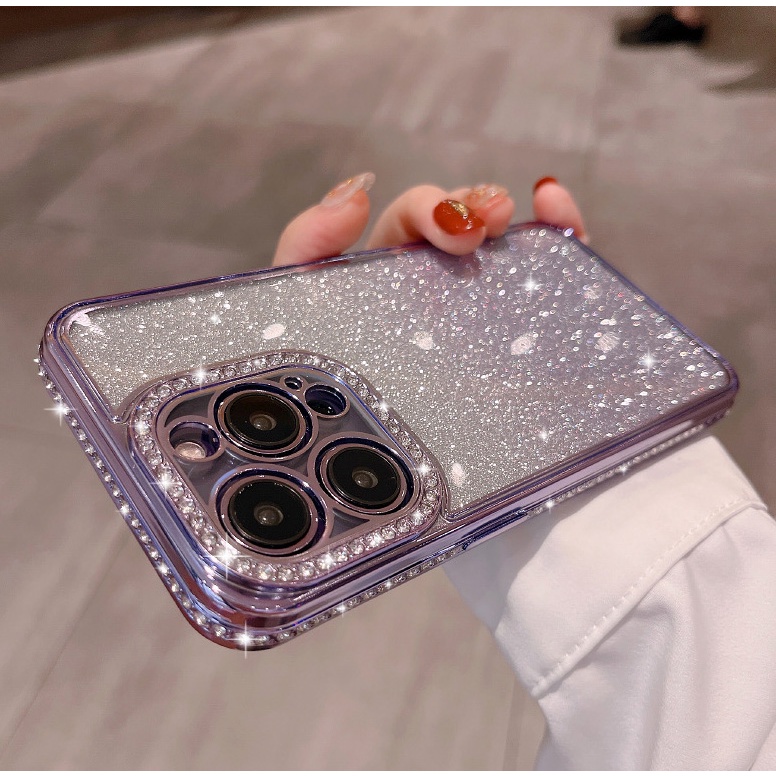 Ốp Lưng iphone Mạ Điện 6D Nạm Kim Cương Chống Sóc Sang Trọng cho IphoneX XS XS Max 11 12 13 14 15 Pro Max Plus