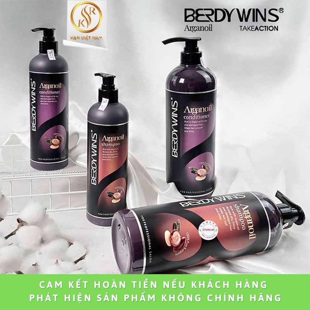 Dầu Gội  Berdywins keratin complex kiềm dầu siêu phục hồi mềm mượt chống rụng tóc hương thơm nước hoa cặp 500ml -1000ml